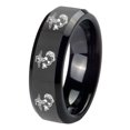 thumbnail image 1 of Tungsten Multiple Marine 8mm Glossy Black Polished Beveled Edges Men Ring, 1 of 1