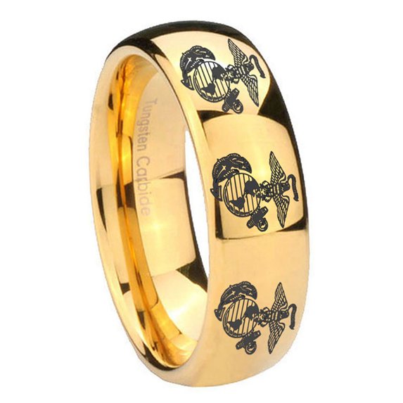 Tungsten Multiple Marine 8mm Glossy Gold Plated Dome Polished Men Ring ...