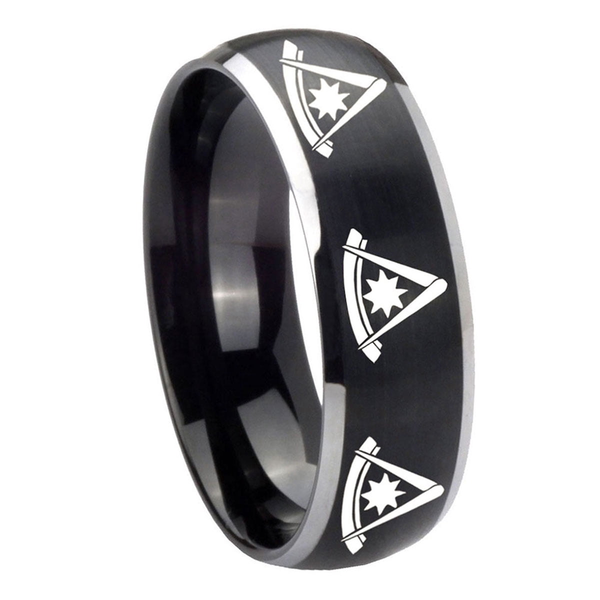 Tungsten Multiple Pester Master Masonic 8mm Black 2 Tone Dome Brushed ...