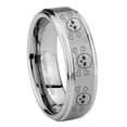 thumbnail image 1 of Tungsten Multiple Skull 8mm Brushed Gray Step Edges Men Ring, 1 of 2