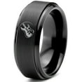 thumbnail image 1 of Tungsten Musician Electric Guitar Band Ring 8mm Men Women Comfort Fit Black Step Bevel Edge Brushed Polished, 1 of 4
