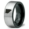 thumbnail image 1 of Tungsten Nevada The Silver State Band Ring 8mm Men Women Comfort Fit Brushed Gray Flat Cut Black Polished, 1 of 4