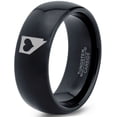 thumbnail image 1 of Tungsten Nevada The Silver State Heart Band Ring 8mm Men Women Comfort Fit Black Dome Polished, 1 of 4