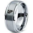 thumbnail image 1 of Tungsten Nevada The Silver State Playing Cards Band Ring 8mm Men Women Comfort Fit Gray Step Bevel Edge Brushed Polished, 1 of 4