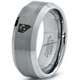 thumbnail image 1 of Tungsten Nevada The Silver State Playing Cards Band Ring 8mm Men Women Comfort Fit Gray Step Bevel Edge Brushed Polished, 1 of 4
