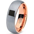 thumbnail image 1 of Tungsten New Mexico The Land of Enchantment State Band Ring 7mm Men Women Comfort Fit 18k Rose Gold Dome Brushed Gray Polished, 1 of 4