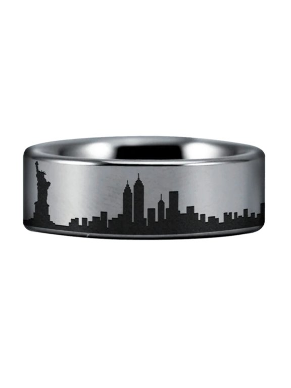 Tungsten New York Skyline Ring
