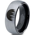 thumbnail image 1 of Tungsten Night Skyline Outdoor Camping Band Ring 8mm Men Women Comfort Fit Black Dome Brushed Gray Polished, 1 of 4
