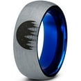 thumbnail image 1 of Tungsten Night Skyline Outdoor Camping Band Ring 8mm Men Women Comfort Fit Blue Dome Brushed Gray Polished, 1 of 4
