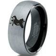 thumbnail image 1 of Tungsten Ninja Samuri Sword Martial Arts Band Ring 8mm Men Women Comfort Fit Black Dome Brushed Gray Polished, 1 of 4
