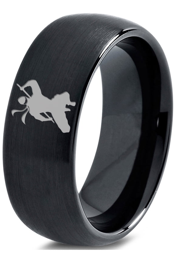 Tungsten Ninja Samuri Sword Martial Arts Band Ring 8mm Men Women Comfort Fit Black Dome Brushed Polished