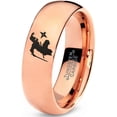 thumbnail image 1 of Tungsten Ninja Star Throwing Martial Arts Band Ring 7mm Men Women Comfort Fit 18k Rose Gold Dome Polished, 1 of 4