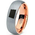 thumbnail image 1 of Tungsten North Dakota The Peace Garden State Band Ring 7mm Men Women Comfort Fit 18k Rose Gold Dome Brushed Gray Polished, 1 of 4