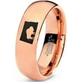 thumbnail image 1 of Tungsten North Dakota The Peace Garden State Bison Band Ring 7mm Men Women Comfort Fit 18k Rose Gold Dome Polished, 1 of 4