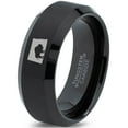 thumbnail image 1 of Tungsten North Dakota The Peace Garden State Bison Band Ring 8mm Men Women Comfort Fit Black Beveled Edge Brushed Polished, 1 of 4