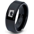 thumbnail image 1 of Tungsten North Dakota The Peace Garden State Bison Band Ring 8mm Men Women Comfort Fit Black Beveled Edge Polished, 1 of 4