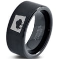 thumbnail image 1 of Tungsten North Dakota The Peace Garden State Bison Band Ring 9mm Men Women Comfort Fit Black Flat Cut Brushed Polished, 1 of 4