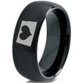 thumbnail image 1 of Tungsten North Dakota The Peace Garden State Heart Band Ring 8mm Men Women Comfort Fit Black Dome Brushed Polished, 1 of 4
