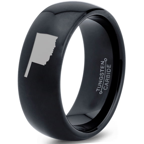 Tungsten Oklahoma Sooner State Band Ring 8mm Men Women Comfort Fit Black Dome Polished