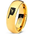 thumbnail image 1 of Tungsten Oklahoma Sooner State Bird Flying Band Ring 7mm Men Women Comfort Fit 18k Yellow Gold Dome Polished, 1 of 4