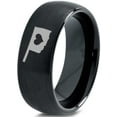 thumbnail image 1 of Tungsten Oklahoma Sooner State Heart Band Ring 8mm Men Women Comfort Fit Black Dome Brushed Polished, 1 of 4