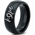 thumbnail image 1 of Tungsten Optomistic Hope Awareness Ribbon Band Ring 8mm Men Women Comfort Fit Black Dome Polished, 1 of 4