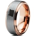 thumbnail image 1 of Tungsten Oregon The Beaver State Band Ring 8mm Men Women Comfort Fit 18k Rose Gold Step Bevel Edge Brushed Polished, 1 of 4