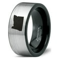 thumbnail image 1 of Tungsten Oregon The Beaver State Band Ring 8mm Men Women Comfort Fit Brushed Gray Flat Cut Black Polished, 1 of 4