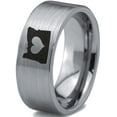 thumbnail image 1 of Tungsten Oregon The Beaver State Heart Band Ring 8mm Men Women Comfort Fit Gray Flat Cut Brushed Polished, 1 of 4