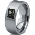 thumbnail image 1 of Tungsten Oregon The Beaver State Love Heart Band Ring 8mm Men Women Comfort Fit Gray Flat Cut Brushed Polished, 1 of 4