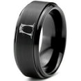 thumbnail image 1 of Tungsten Otter Otters Sea Animals Ring 8mm Men Women Comfort Fit Black Step Bevel Edge Brushed Polished, 1 of 4