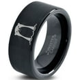 thumbnail image 1 of Tungsten Otter Otters Sea Animals Ring 9mm Men Women Comfort Fit Black Flat Cut Brushed Polished, 1 of 4
