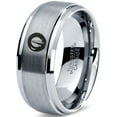 thumbnail image 1 of Tungsten Outer Space Ship Exploration Band Ring 8mm Men Women Comfort Fit Gray Step Bevel Edge Brushed Polished, 1 of 4