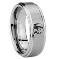 thumbnail image 1 of Tungsten Panda 8mm Brushed Gray Step Edges Men Ring, 1 of 1