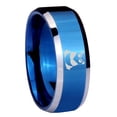 thumbnail image 1 of Tungsten Panda 8mm Glossy Blue Two Tone Polished Beveled Edges Men Ring, 1 of 1