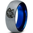 thumbnail image 1 of Tungsten Patriots Patriot Flag America Band Ring 8mm Men Women Comfort Fit Blue Dome Brushed Gray Polished, 1 of 4