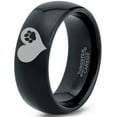 thumbnail image 1 of Tungsten Paw Print Heart Shaped Band Ring 8mm Men Women Comfort Fit Black Dome Polished, 1 of 4
