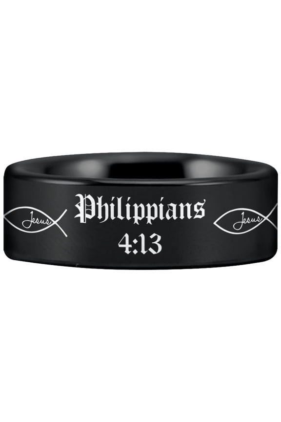 Tungsten Philippians 4:13 Ring
