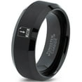 thumbnail image 1 of Tungsten Photoshop PSD File Band Ring 8mm Men Women Comfort Fit Black Beveled Edge Brushed Polished, 1 of 4