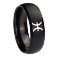 thumbnail image 1 of Tungsten Pisces Zodiac 8mm Brushed Black Dome Polished Men Ring, 1 of 2