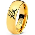 thumbnail image 1 of Tungsten Pixelated Swords Crossed Band Ring 7mm Men Women Comfort Fit 18k Yellow Gold Dome Polished, 1 of 4