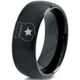 thumbnail image 1 of Tungsten Police Cop Authority Crest Badge Band Ring 8mm Men Women Comfort Fit Black Dome Brushed Polished, 1 of 4
