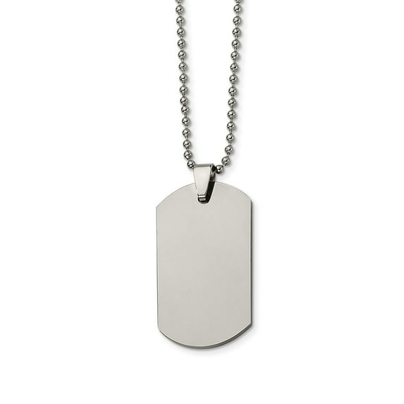 Tungsten Polished Dog Tag 22in Necklace; 22 inch; for Adults and Teens; for Women and Men