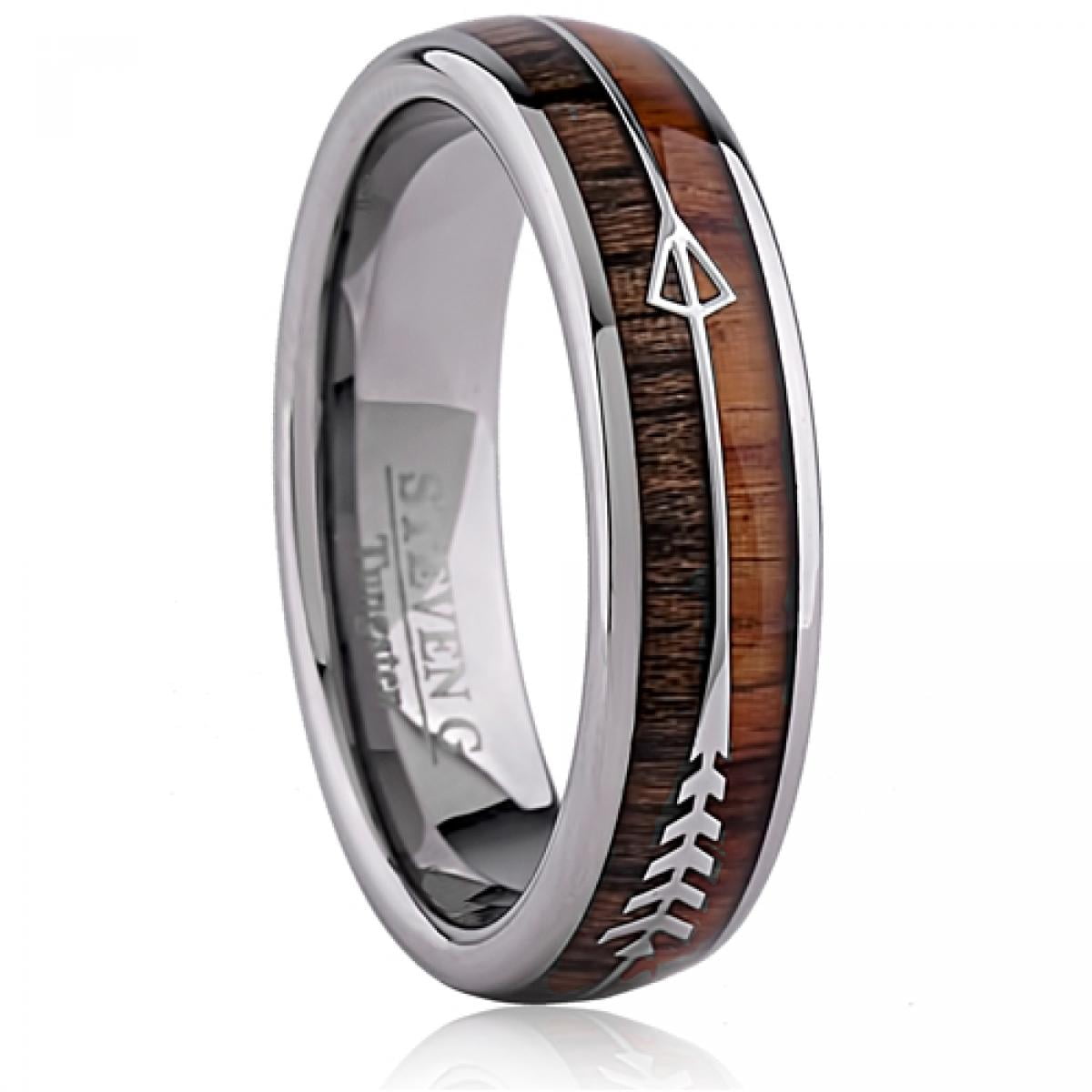 Tungsten Polished Dome And Groove With Polished Koa & Black Zebra Wood ...