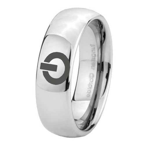 Tungsten Power Design 8mm Mirror Gray Polished Dome Men Ring