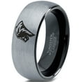 thumbnail image 1 of Tungsten Pride King Leo Lion Band Ring 8mm Men Women Comfort Fit Black Dome Brushed Gray Polished, 1 of 4
