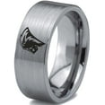 thumbnail image 1 of Tungsten Pride King Leo Lion Band Ring 8mm Men Women Comfort Fit Gray Flat Cut Brushed Polished, 1 of 4