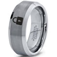 thumbnail image 1 of Tungsten Privacy Padlock Lock Band Ring 8mm Men Women Comfort Fit Gray Step Bevel Edge Brushed Polished, 1 of 4