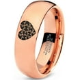 thumbnail image 1 of Tungsten Puzzle Heart Band Ring 7mm Men Women Comfort Fit 18k Rose Gold Dome Polished, 1 of 4