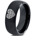 thumbnail image 1 of Tungsten Puzzle Heart Band Ring 8mm Men Women Comfort Fit Black Dome Brushed Polished, 1 of 4